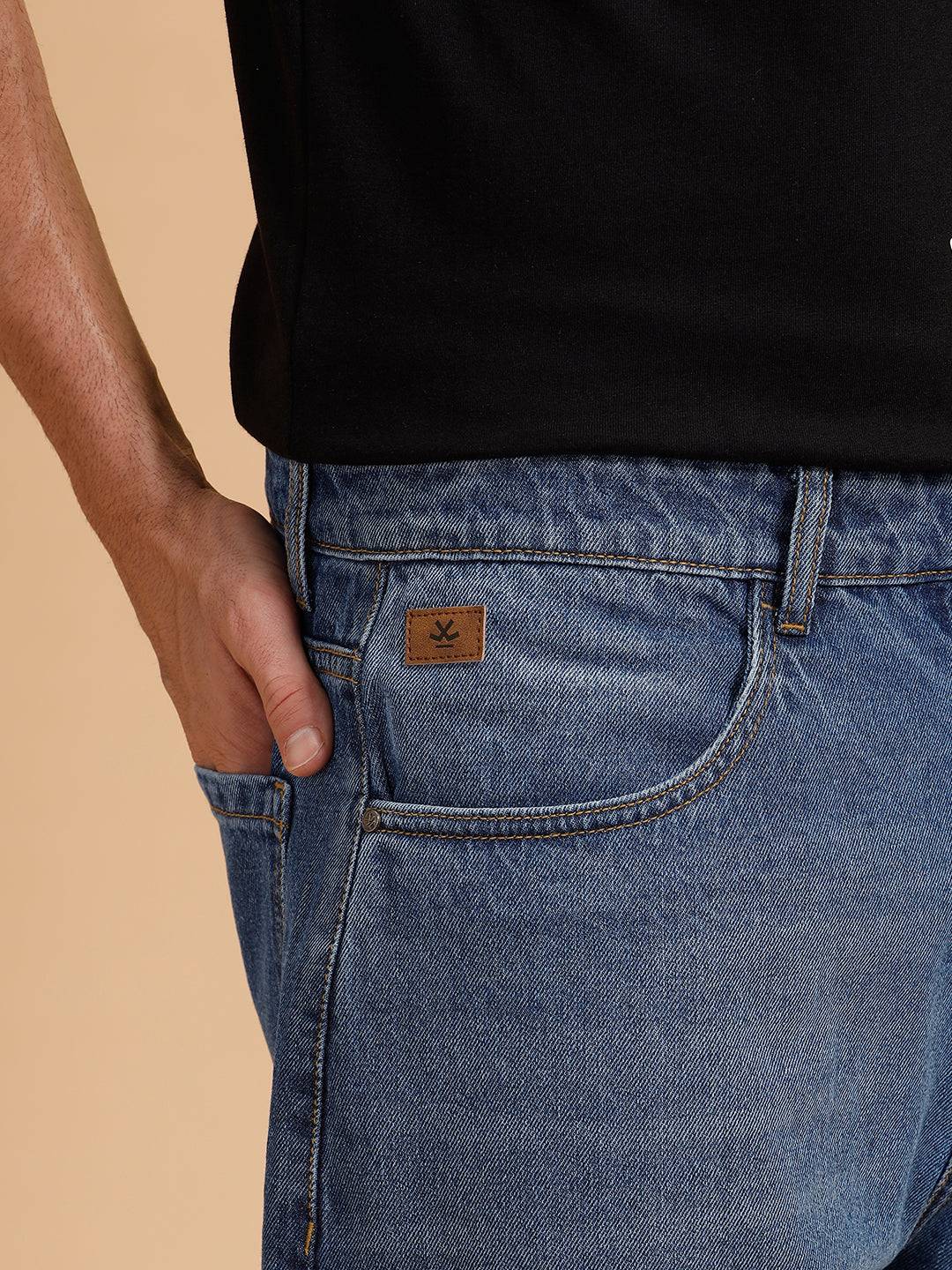 Casual Heavy Fade Baggy Fit Jeans | Blue