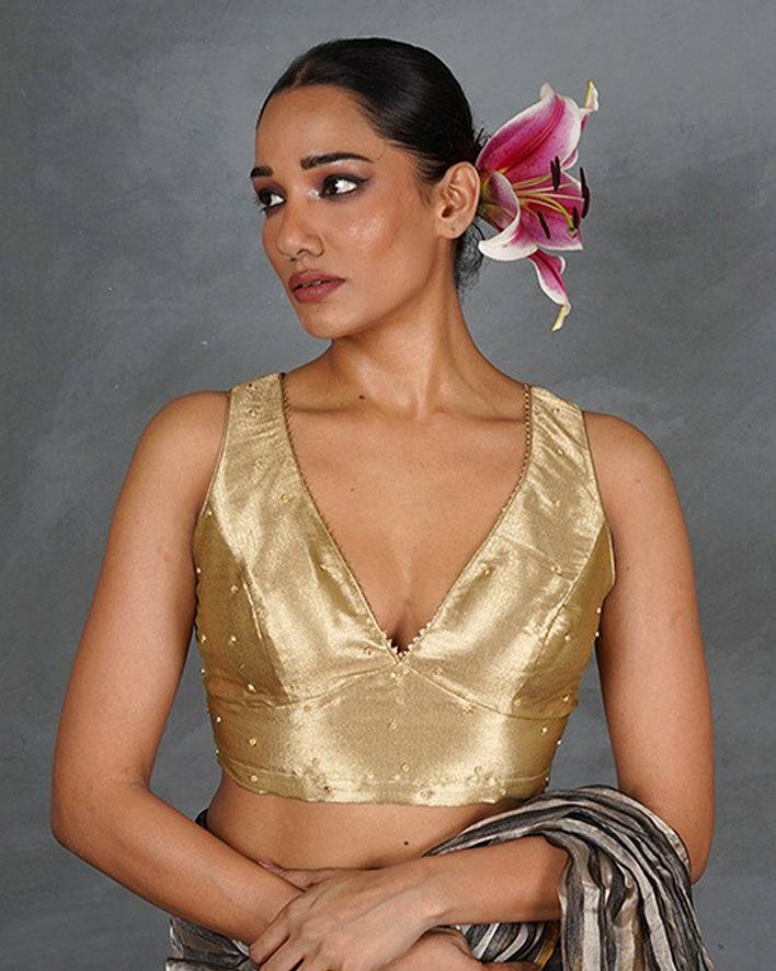 Seek Radiance Golden Tissue Silk Blouse - TARA