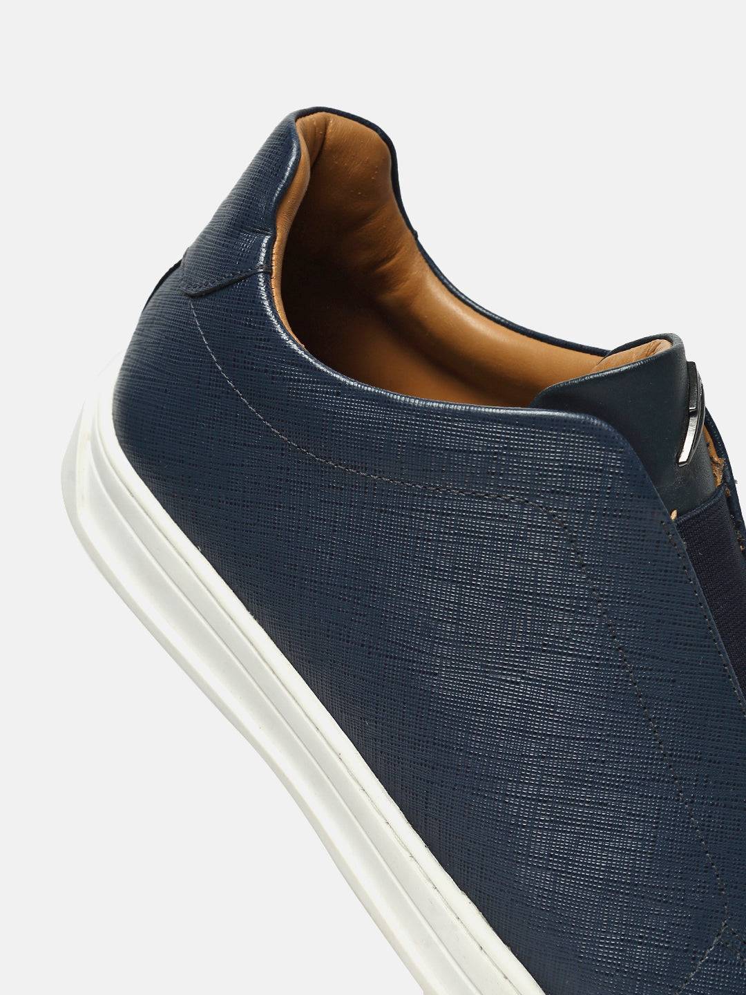 Low-Top Premium Leather Slip-On Sneakers - Blue