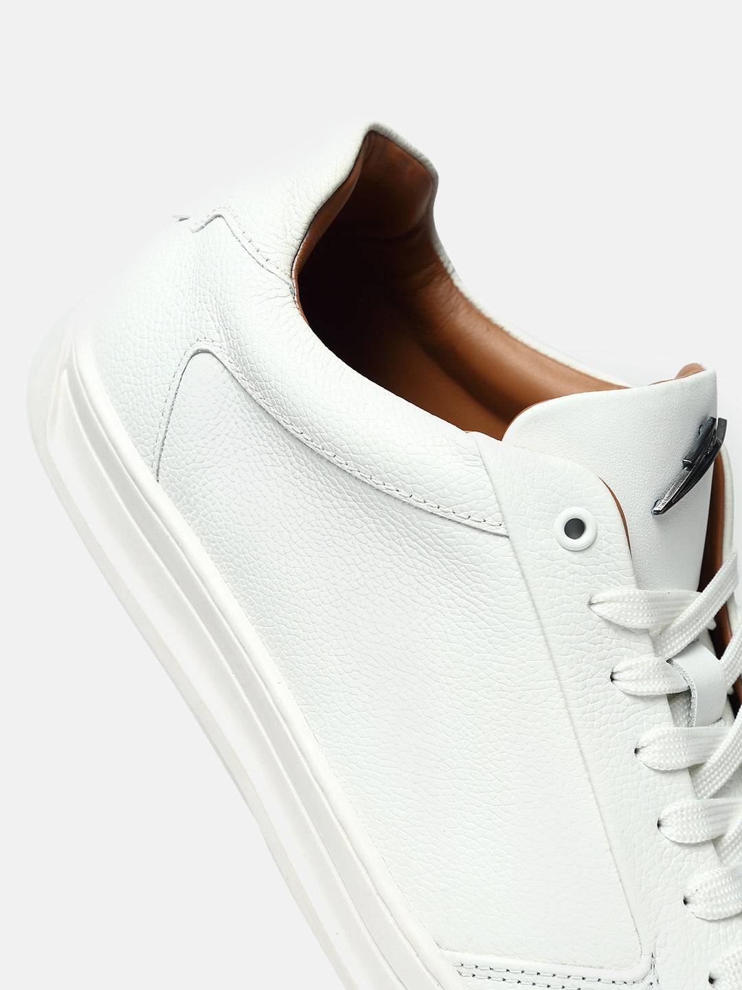 Classic Low-Top Premium Leather Sneakers - White
