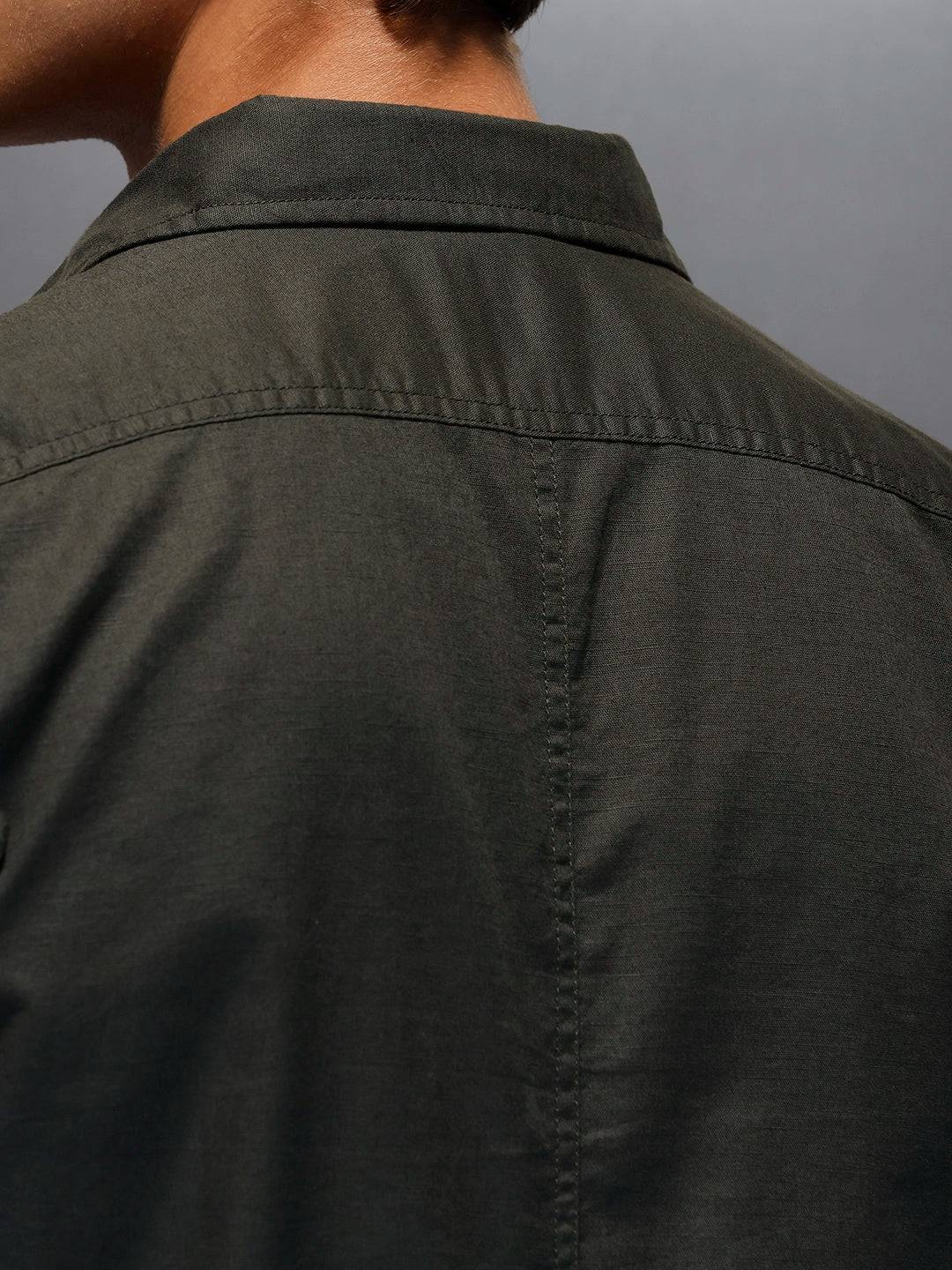 Men's Slim Fit Casual Shirt  |  Dark Green