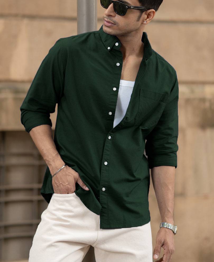 Emerald Green Cotton Oxford Shirt Buy @ ₹1199