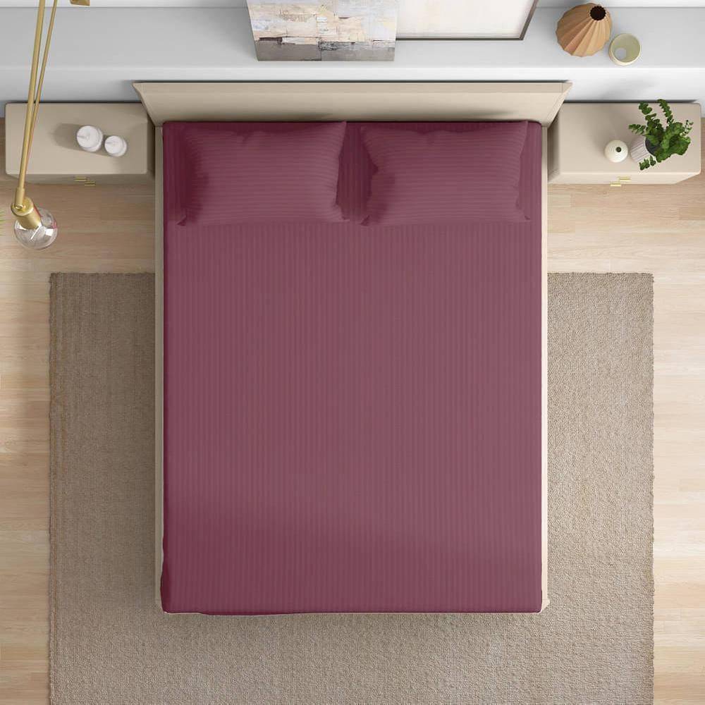 100% Cotton 215 TC Fitted Bedsheet With 2 Pillow Cover | Dry Rose (78x72 inch)