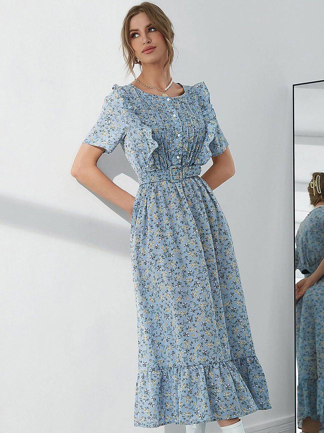 Kotty Floral Printed Midi Fit & Flare Dress