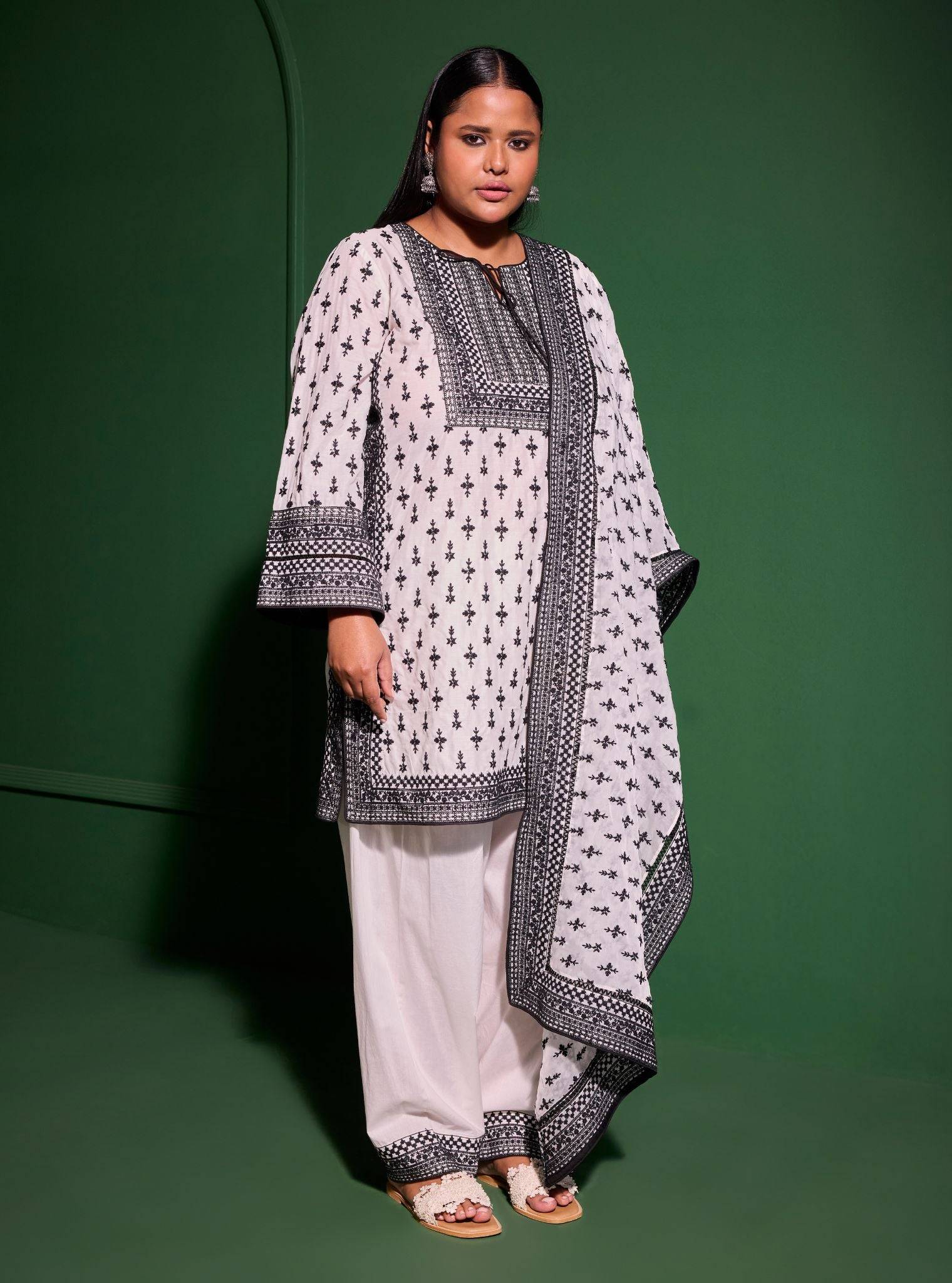 Sree Cotton Off White Kurta with Salwar Set