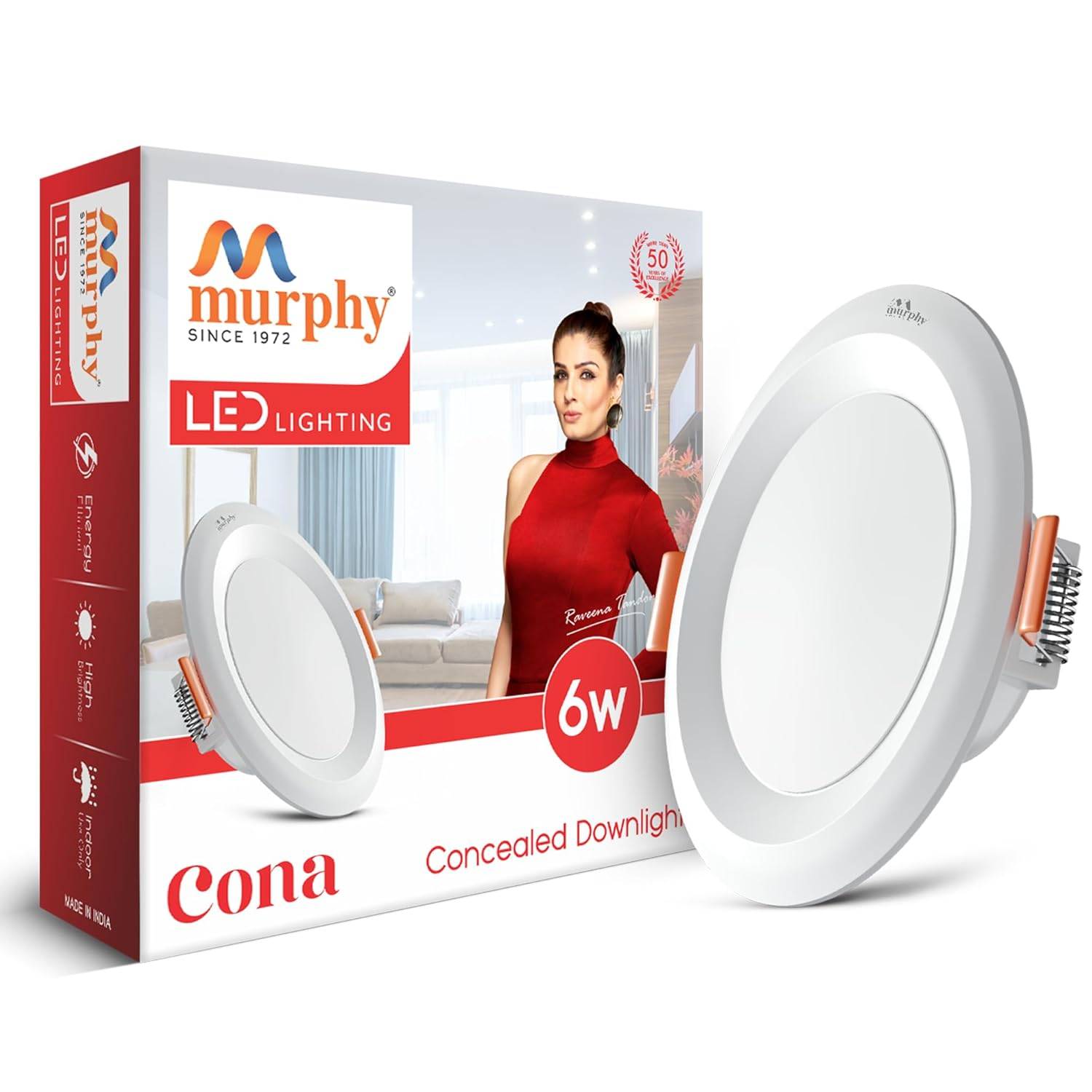 Murphy Cona 6W Round LED Concealed Panel Down Light | Best Suited for 3-Inch Cutout, Energy Efficient, 2 Years Warranty