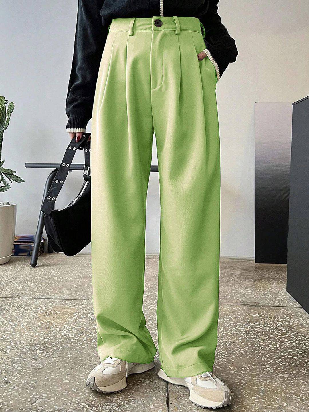 Kotty Women Easy Wash Pleated Mid-Rise Parallel Trousers