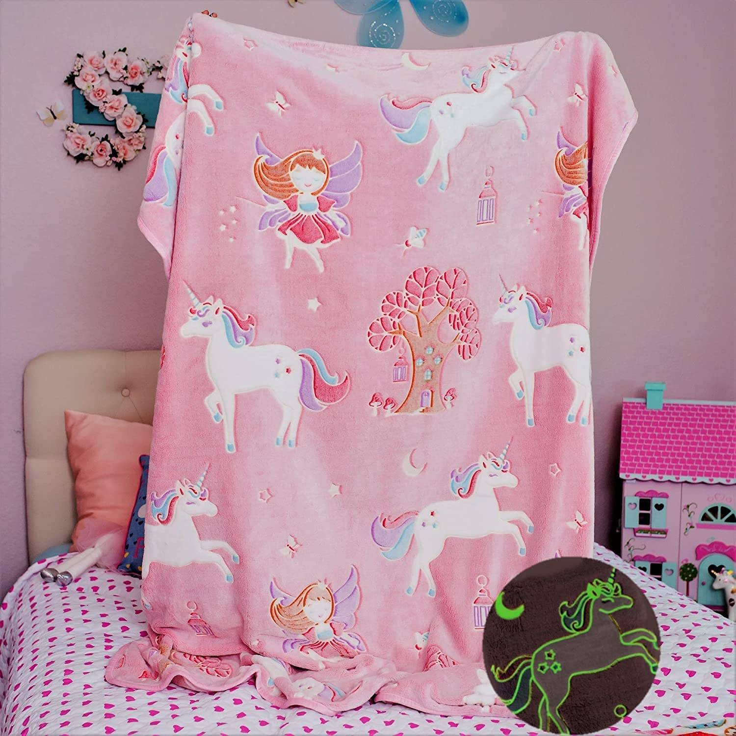 Premium Super Soft Warm Cozy Furry Blanket Glow in The Dark (5.5ft x 6.5ft) (Unicorn) Buy @ ₹1099