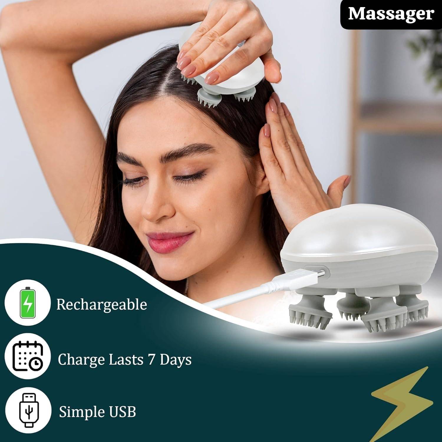 Electric Scalp & Body Massager – 96 Silicon Kneading Points with Detachable Heads for Hair Growth & Relaxation Buy @ ₹699