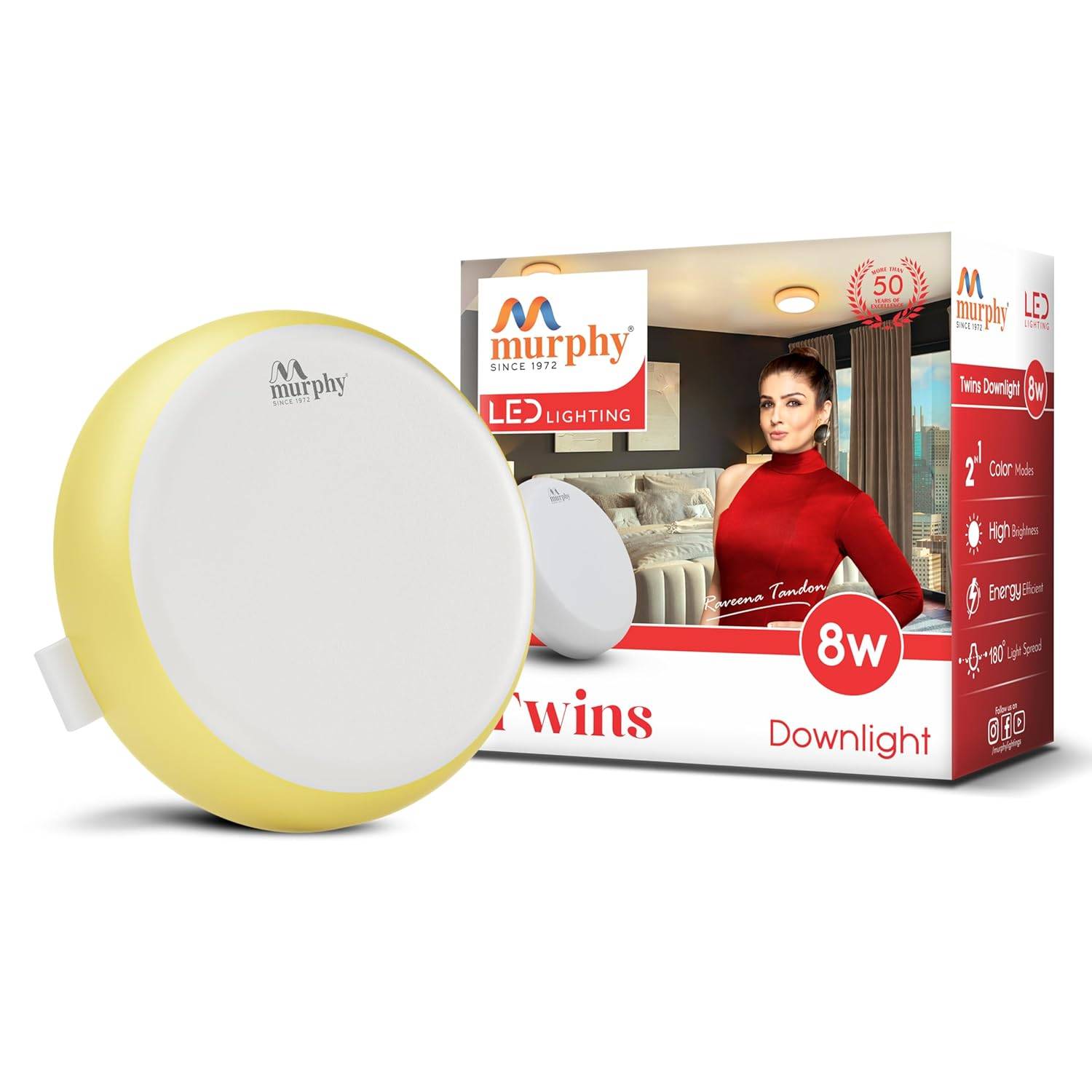 Murphy 2-in-1 8W+8W Double Color Round LED Junction Box Ceiling Light | High Brightness Energy Saving Indoor Light | 2-Year Warranty