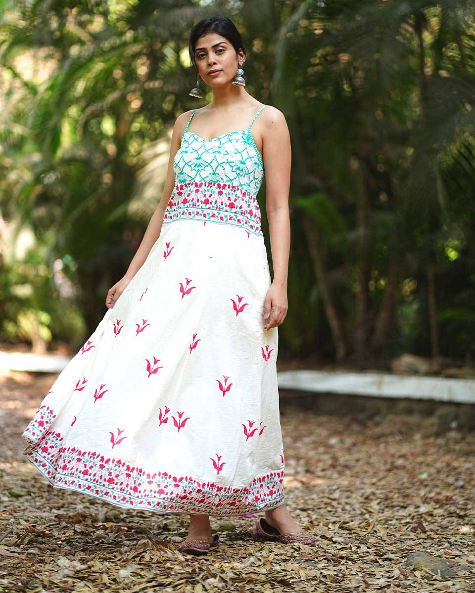Begonia’s Blush Ivory Block Printed Dress - MMG