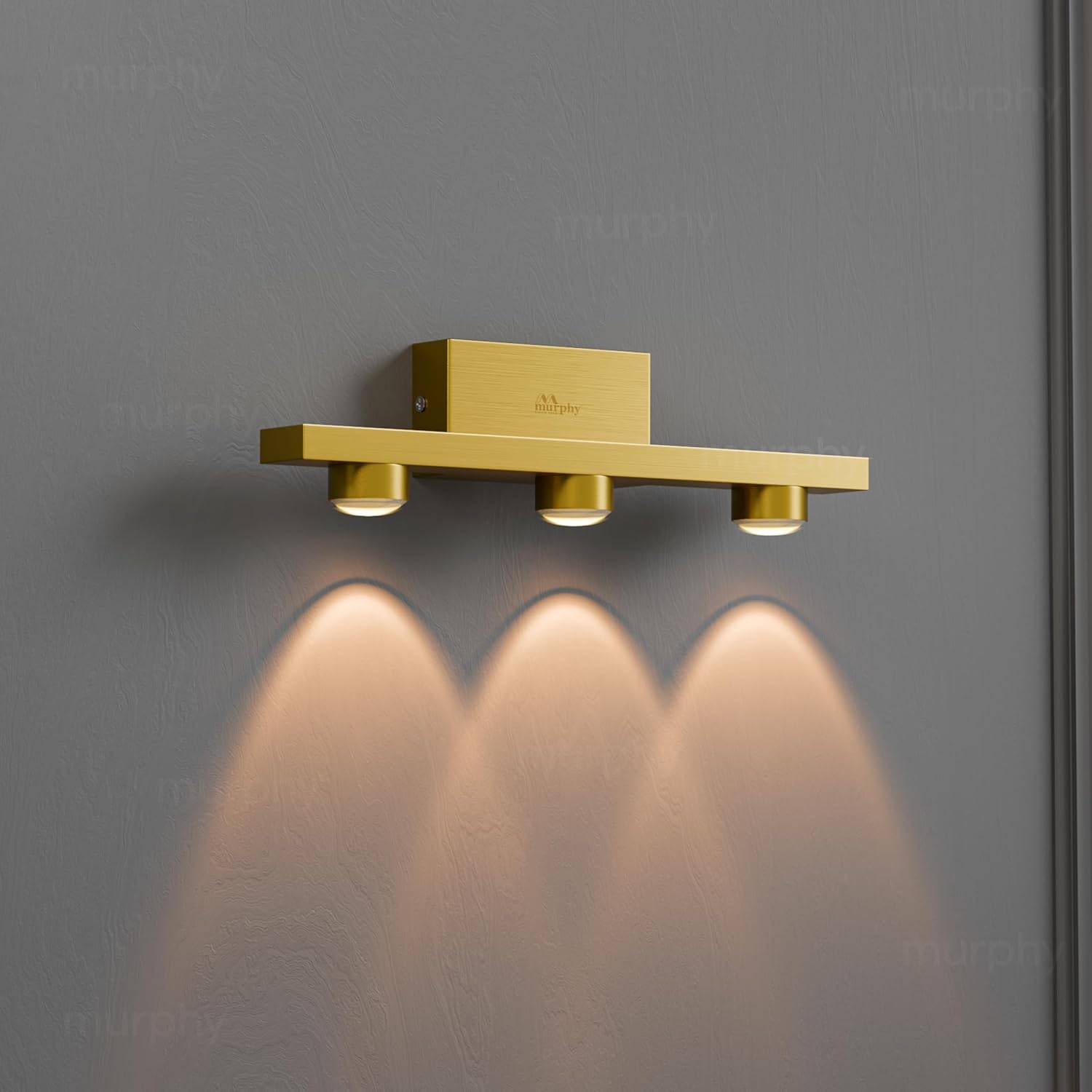 Murphy 3-Glow Goldray|LED Mirror/Vanity Light|- Luxurious Gold Finish|Warm White,