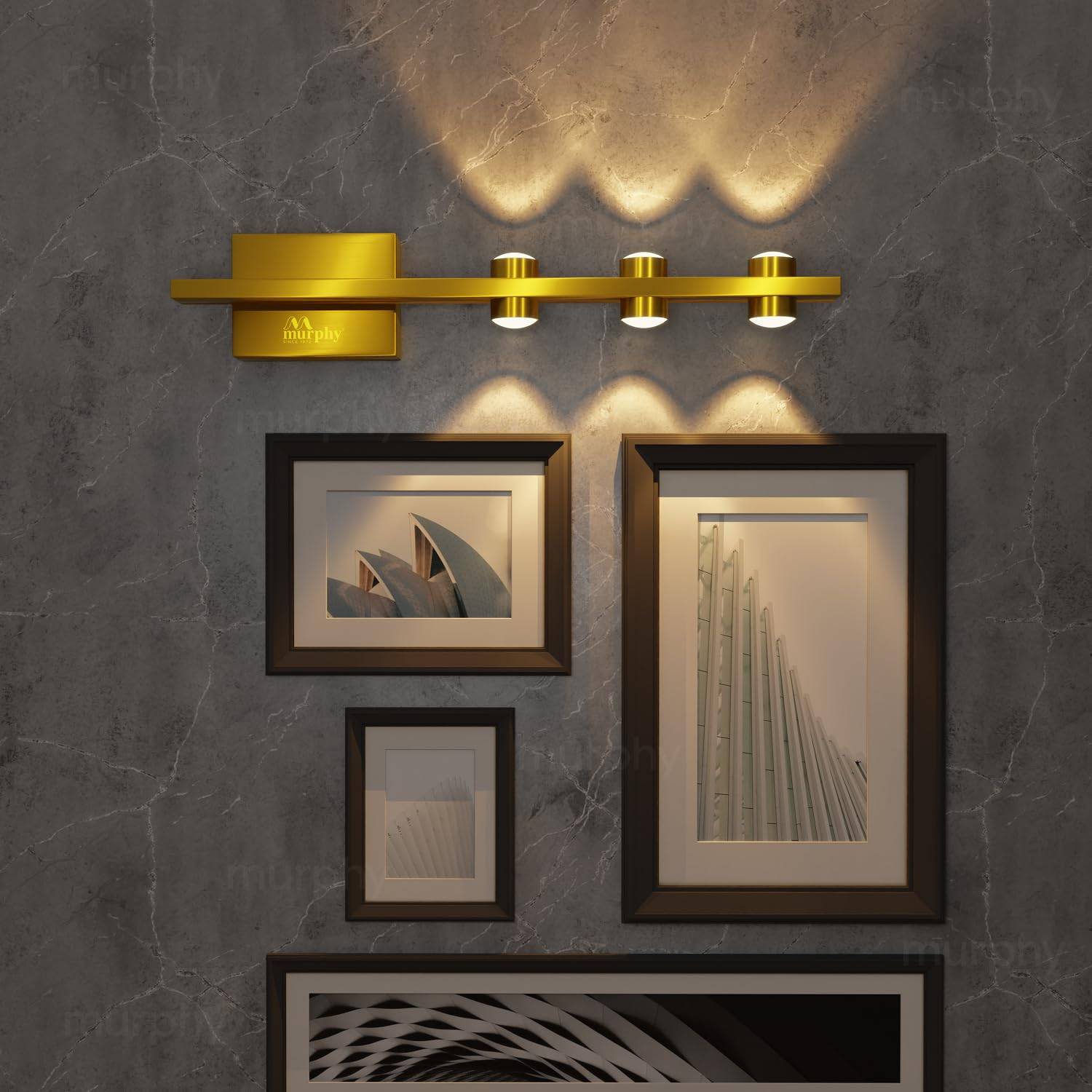 Murphy LED Stylish Up/Down Wall Light – Warm White, Rustproof Aluminum Body (3 Up & 3 Down, Gold Finish) (with 2 Years Warranty)
