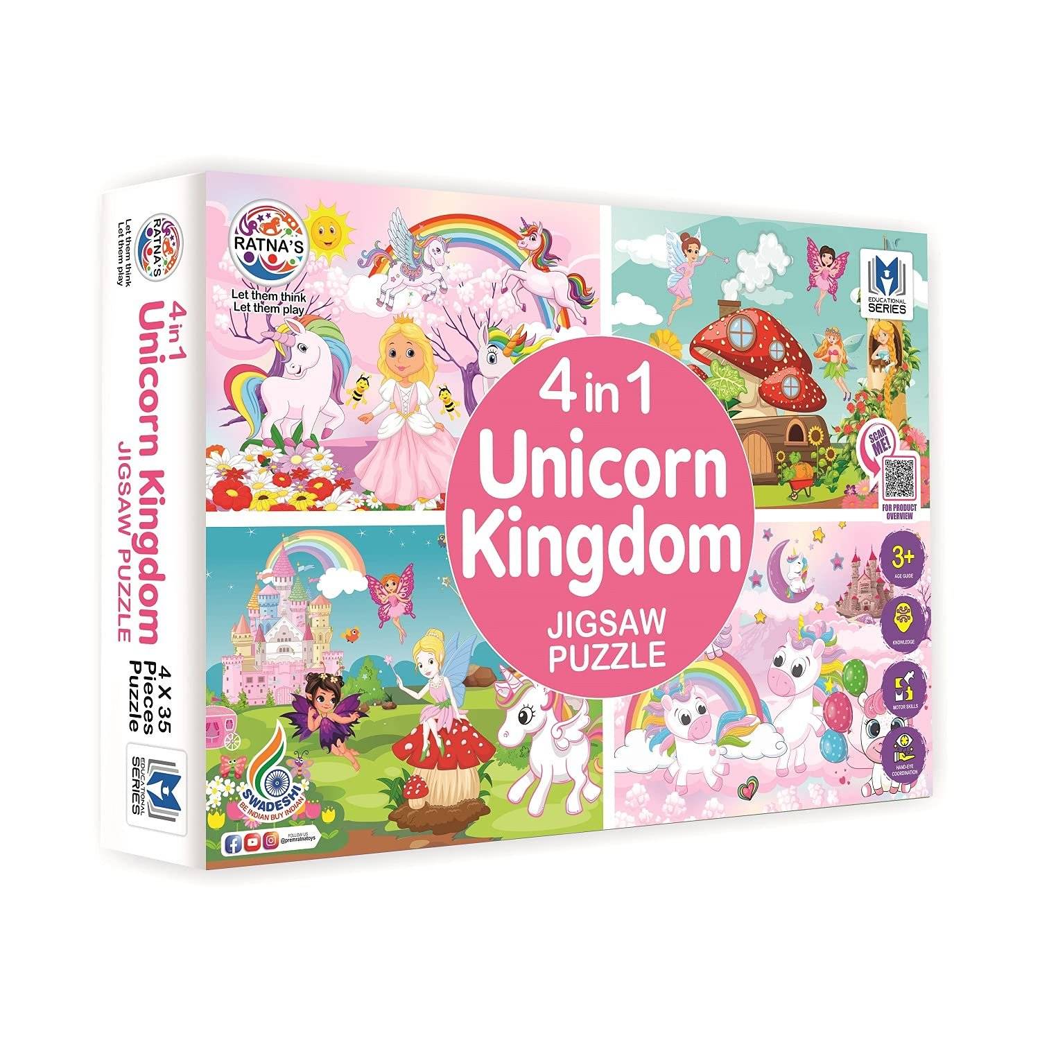4 in 1 Unicorn Kingdom Jigsaw Puzzle for Kids|A Perfect Jigsaw Puzzle for Little Hands|4 * 35 Pieces Jigsaw Puzzle Buy @ ₹299