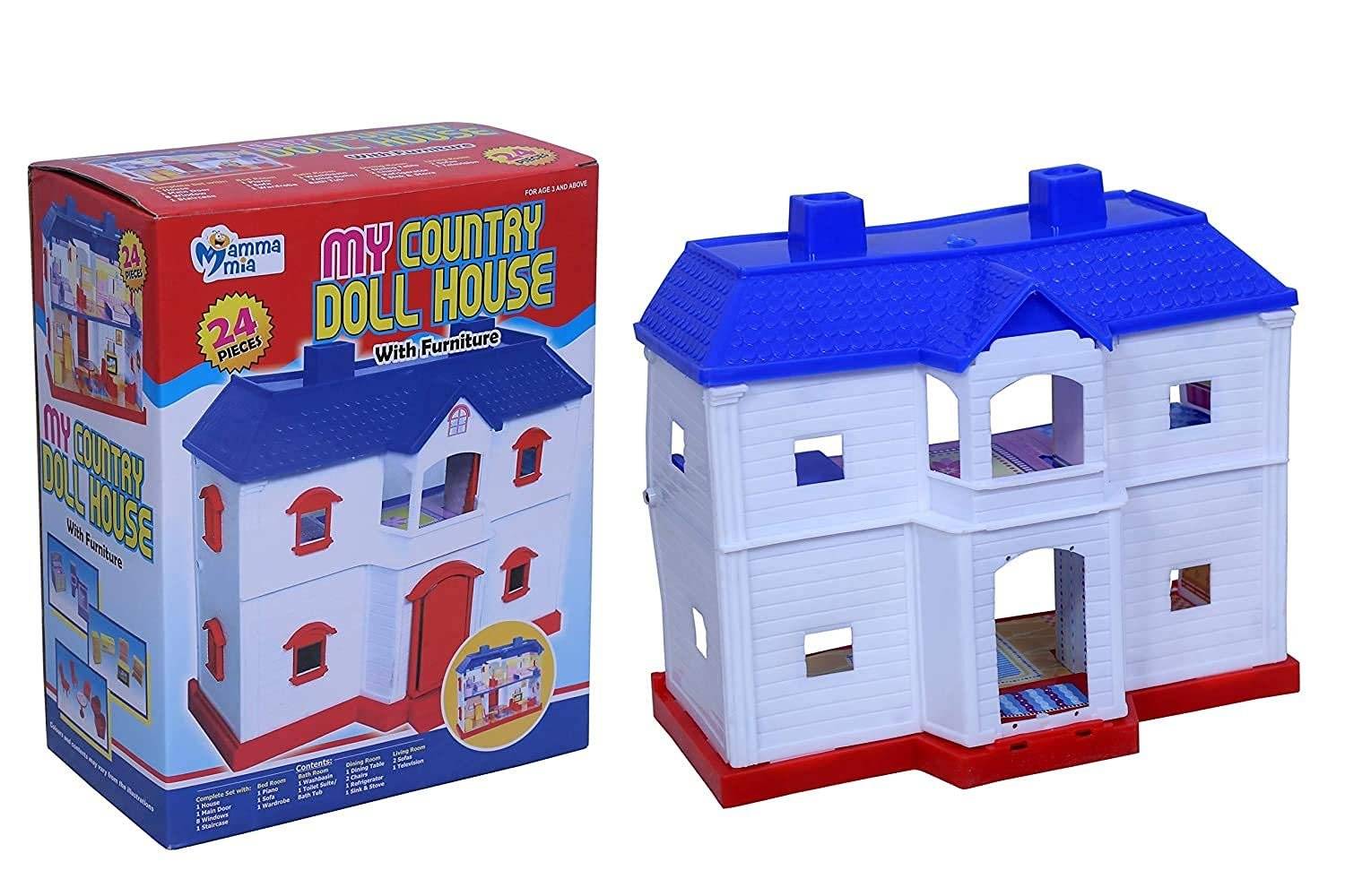 Mamma Mia My Country Doll House with Furniture, 24 Pcs (Multi Color) Buy @ ₹599