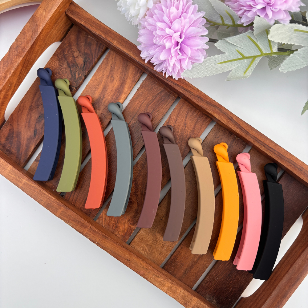 Colourful Square Banana Matte Finish Clip - Medium