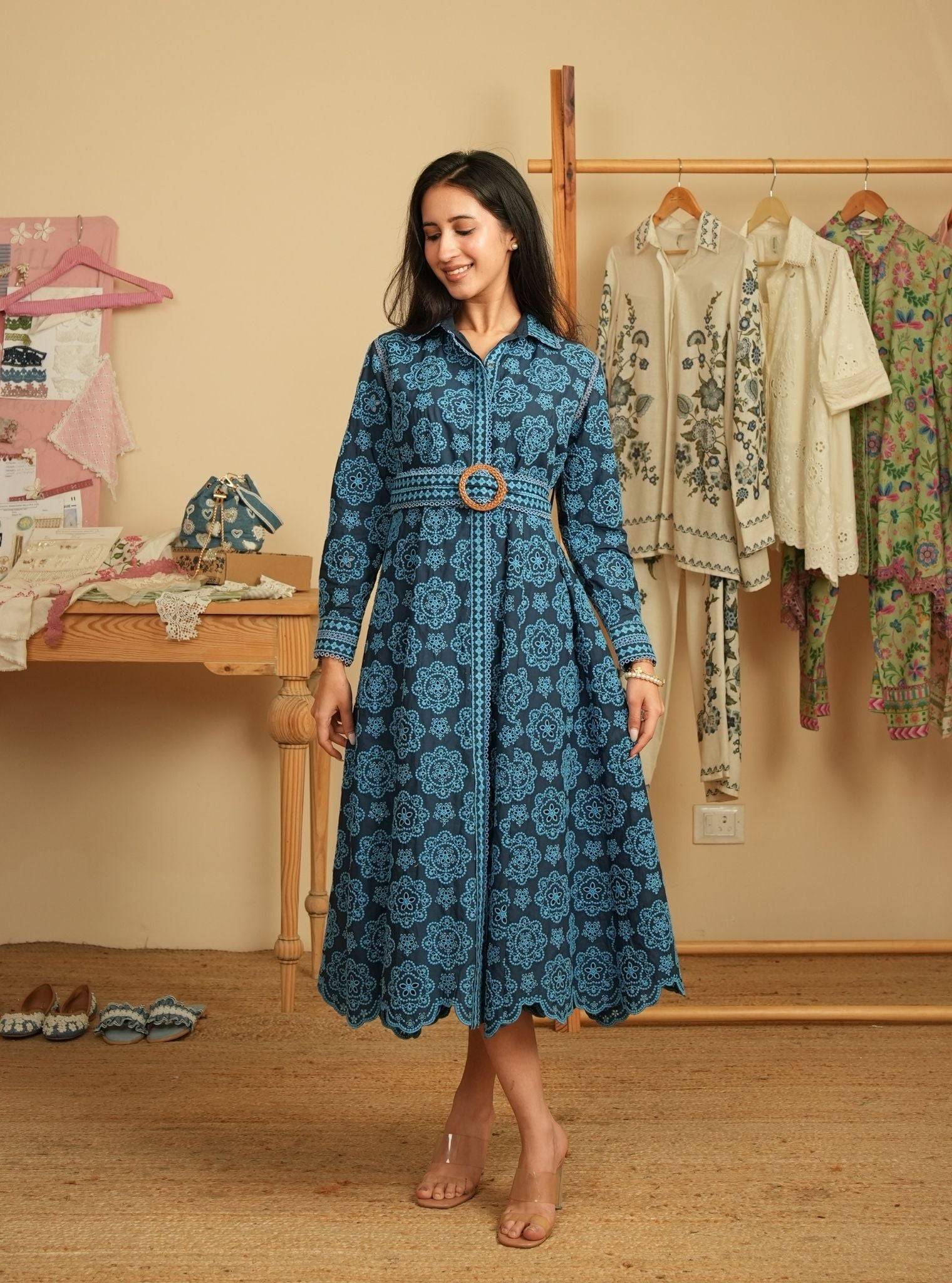 Sansa Cotton Navy Dress