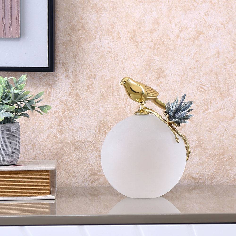 Bird On Ball Large Metal Showpiece- Gold