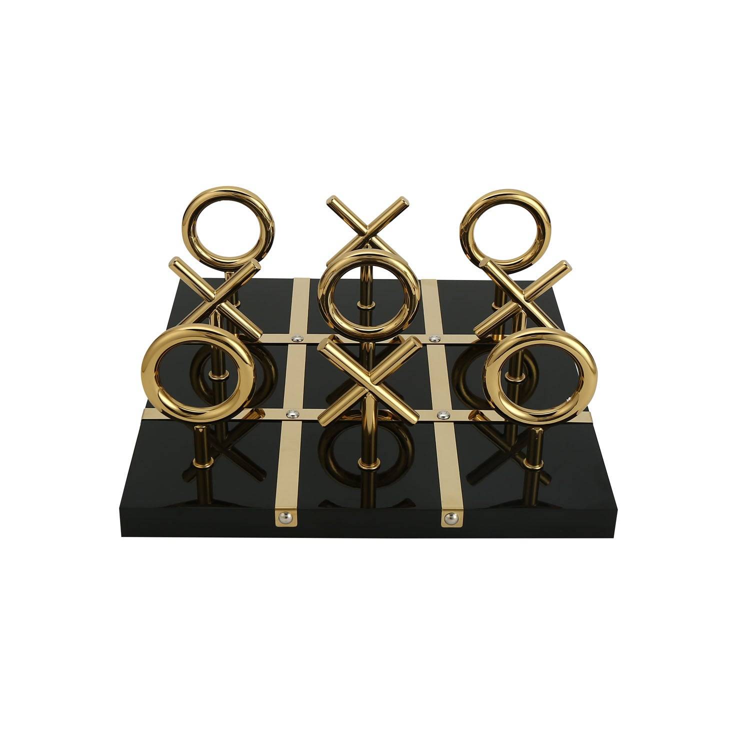 Tic Tac Toe Metal Decorative Showpiece- Black & Gold