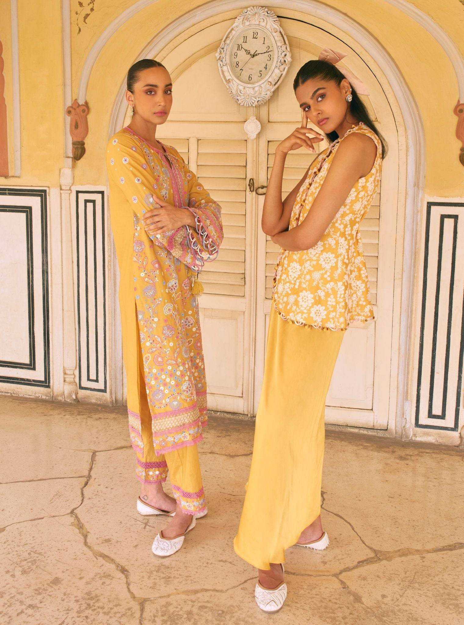 Avarni Supima Cotton Mustard Kurta Set