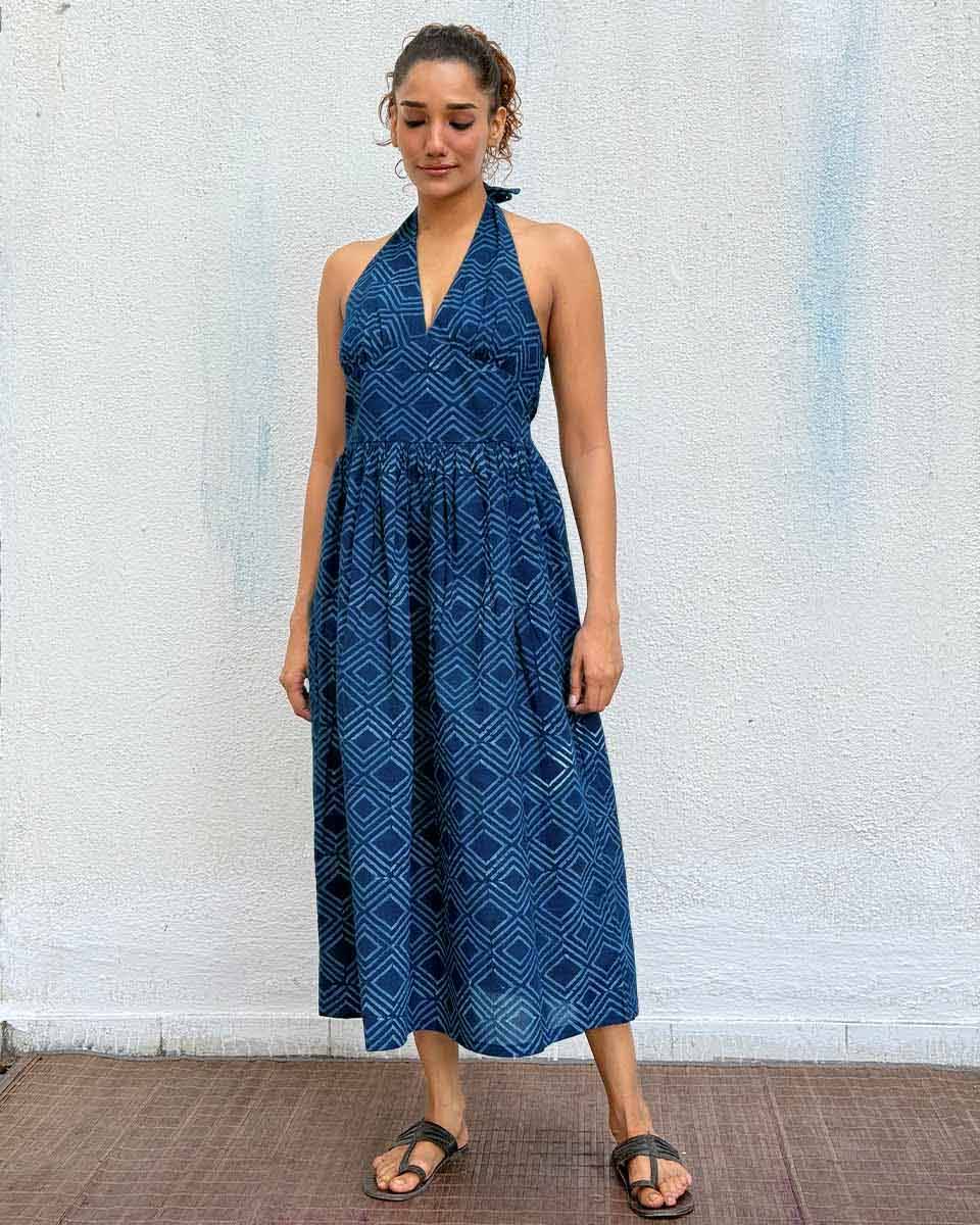Bohème Blockprinted Cotton Dress
