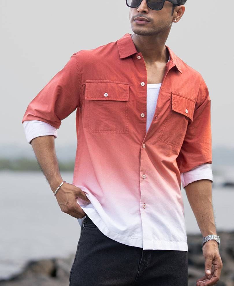 Orange Rust Ombre Pocket Shirt Buy @ ₹1299