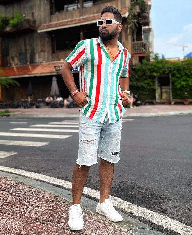 Multi Vertical Stripe Half Sleeves Shirt Buy @ ₹499