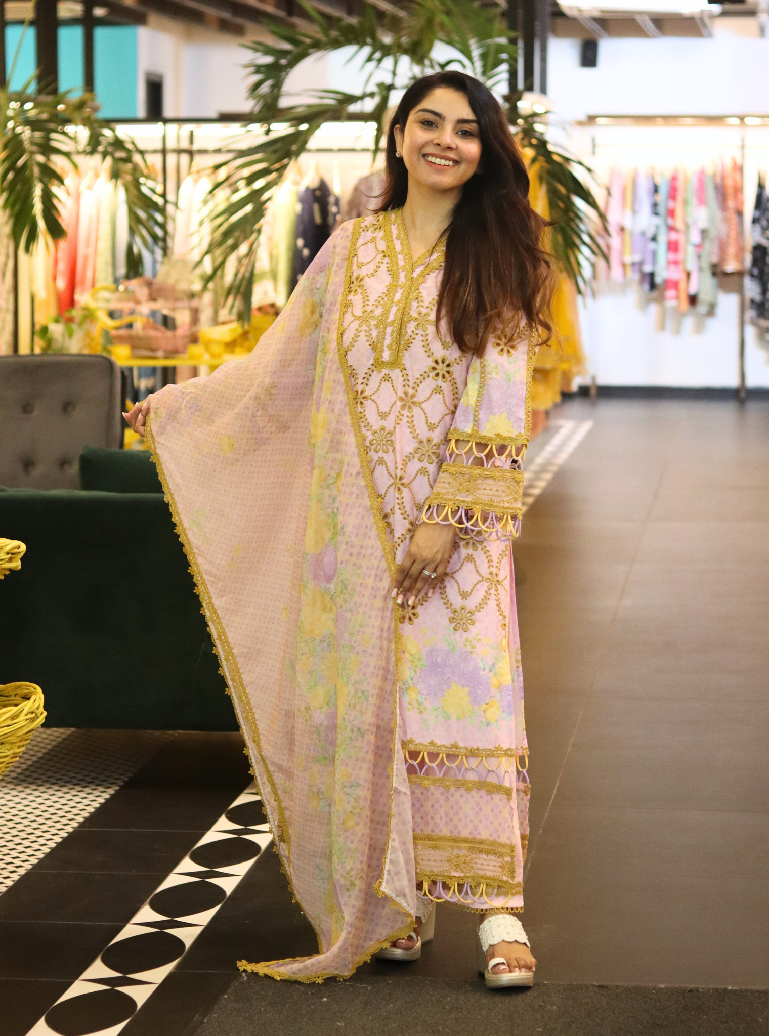 Poema Cotton Printed Pink Kurta Set