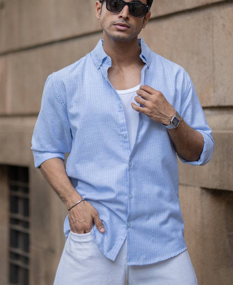 Light Blue Striped Shirt Buy @ ₹1199
