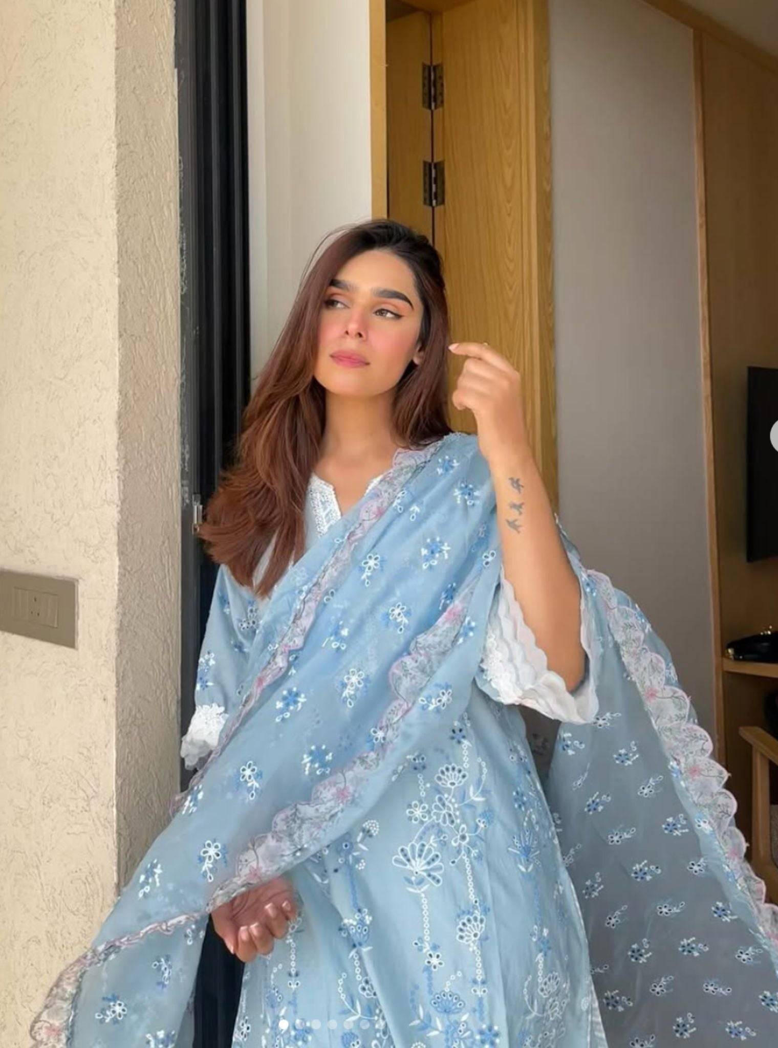 Nair Supima Cotton Light Blue Kurta Set