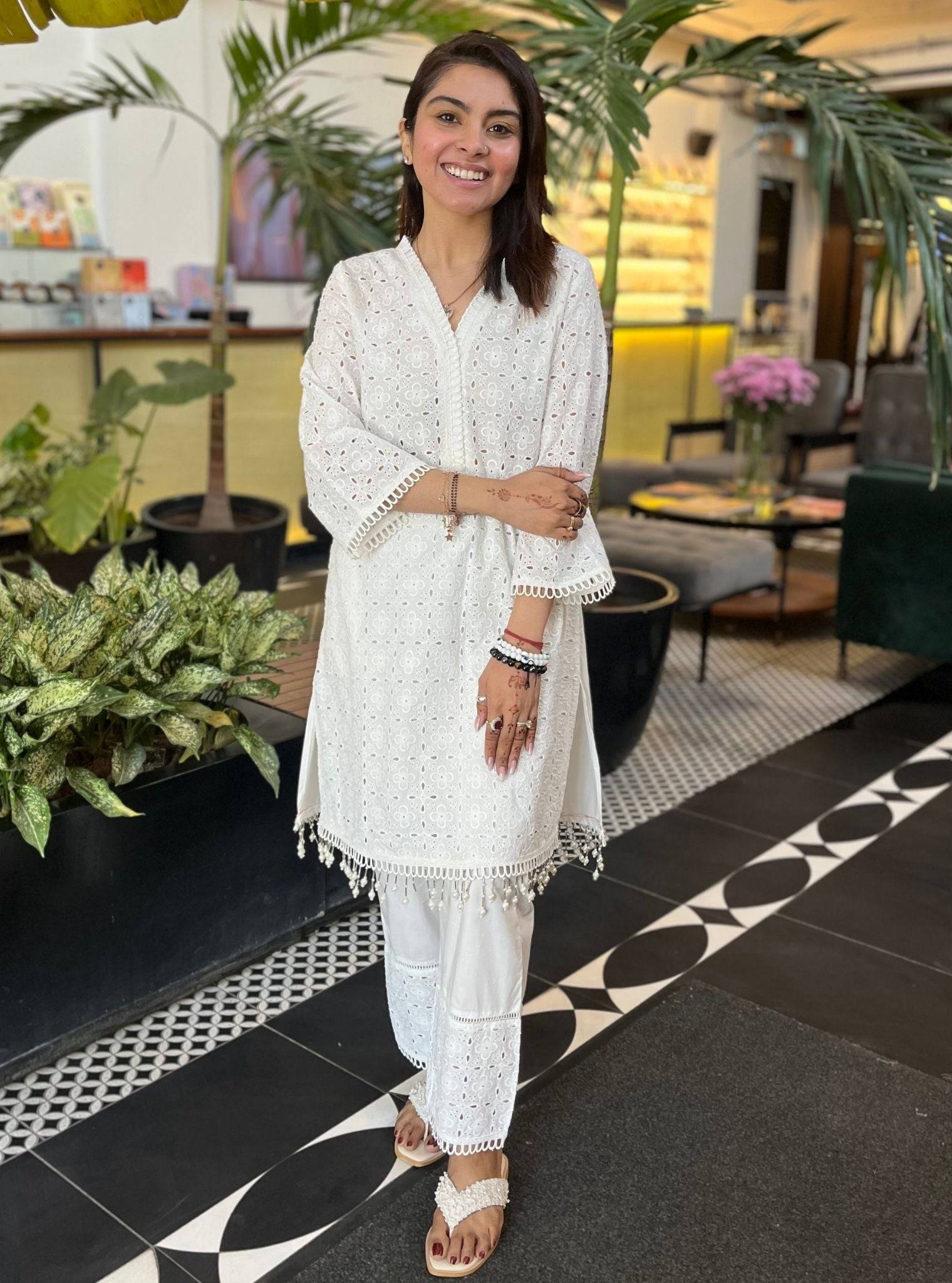 Danira Cotton White Kurta Set