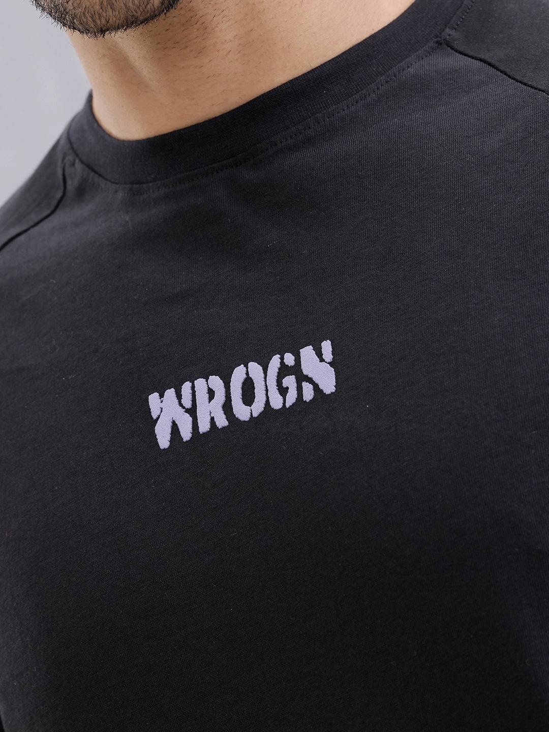 Tonal Cut&Sew Oversized Fit T-shirt With Patch Pocket And Elasticated Bottom Hem | Black