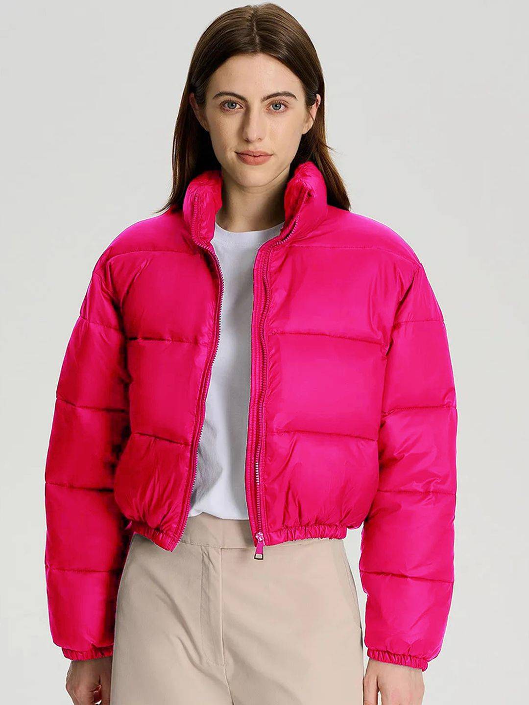 Kotty Mock Collar Crop Puffer Jacket