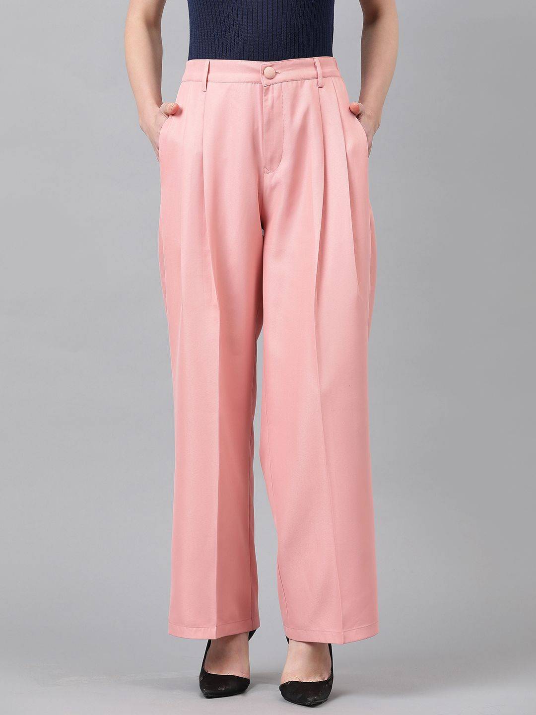 KOTTY BIZwear Women High-Rise Easy Wash Cotton Cargos Trousers