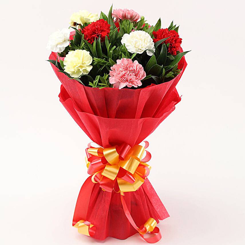 8 Mixed Carnations Bouquet- Small