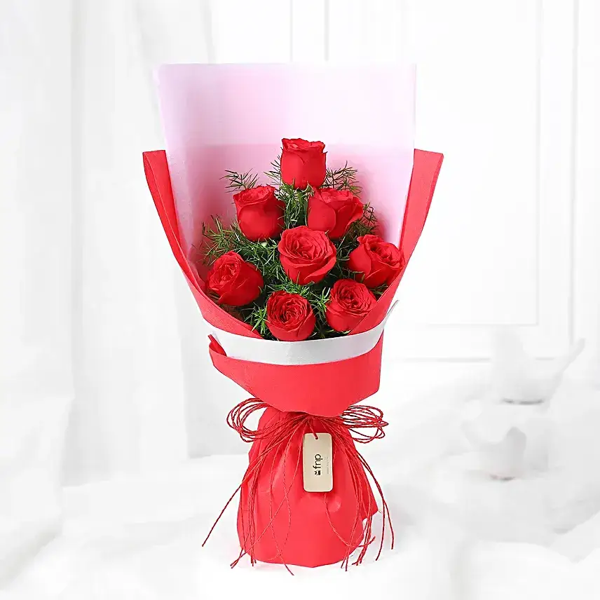 8 Red Roses with Choco Cream Cake Combo