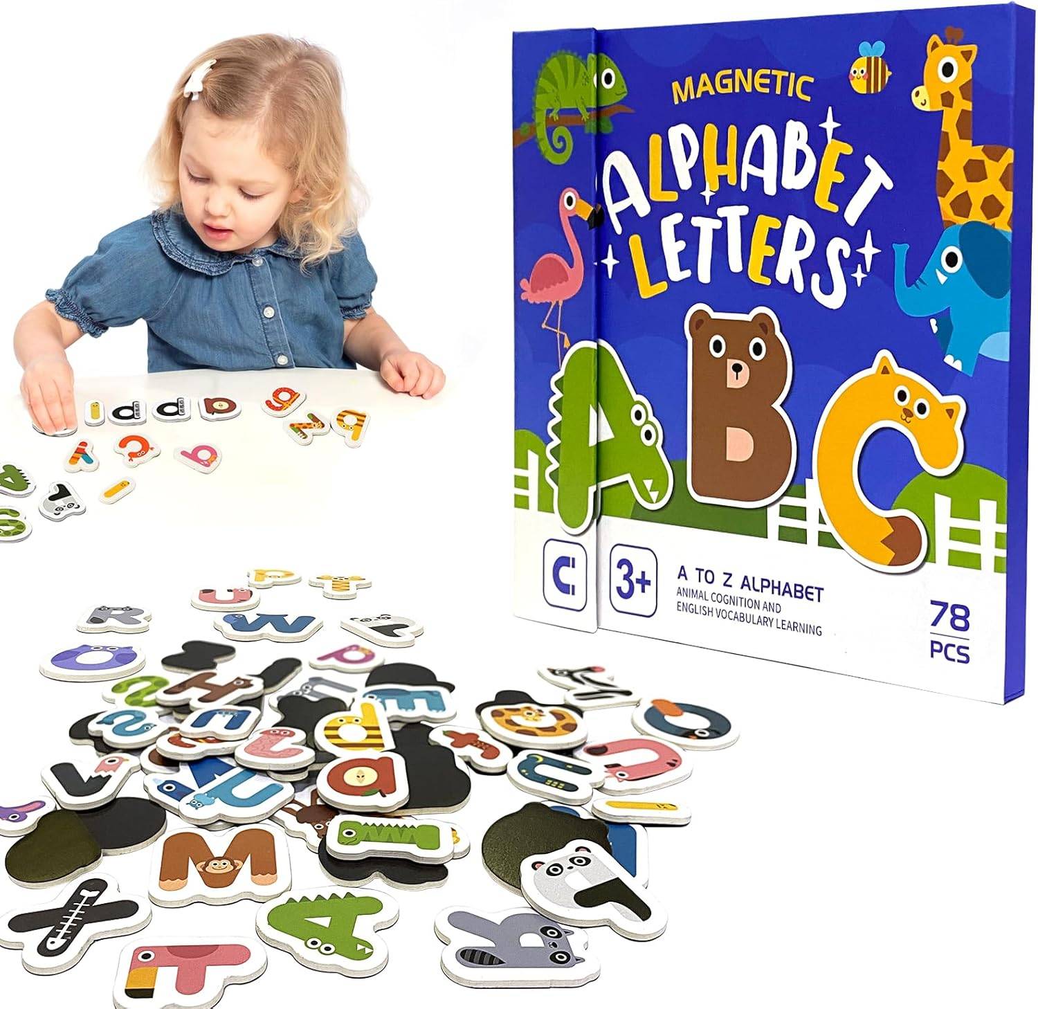 Magnetic Alphabet Letters Set – 78 PCS Animal-Themed Upper & Lowercase for Kids Buy @ ₹449