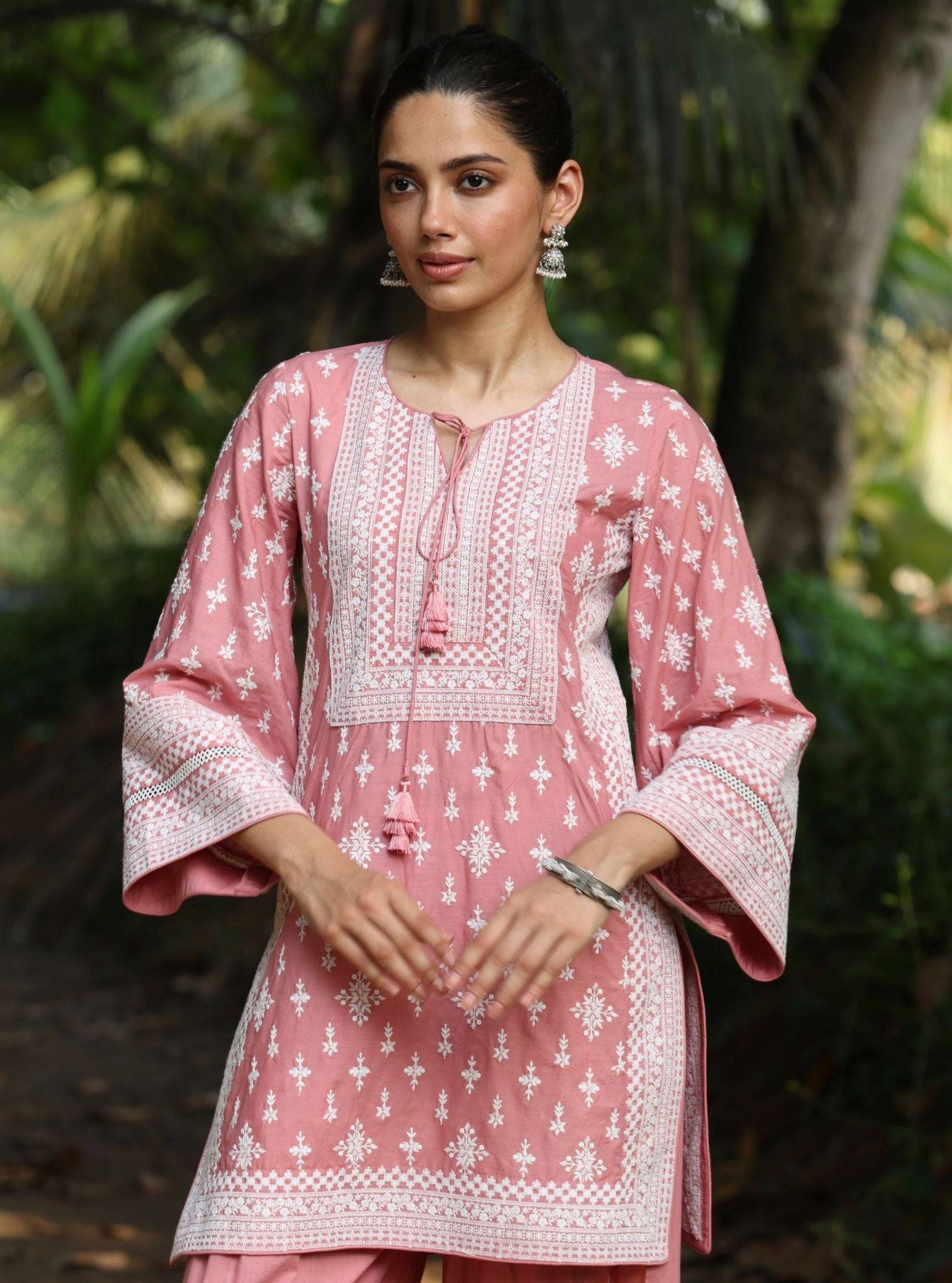 Sree Supima Cotton Salmon Pink Kurta Set
