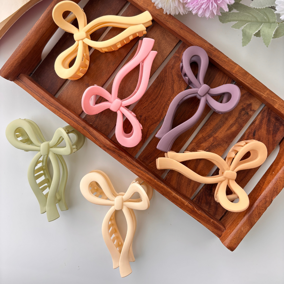 Colourful Matte Ribbon Hair Claw – Large