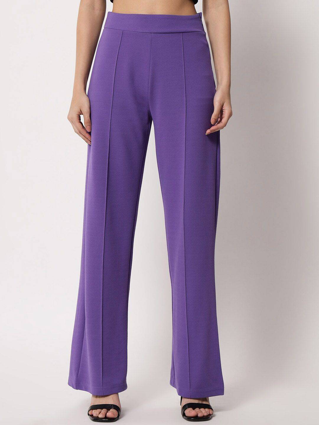 Kotty Women Relaxed Straight Leg Straight Fit High-Rise Easy Wash Trousers
