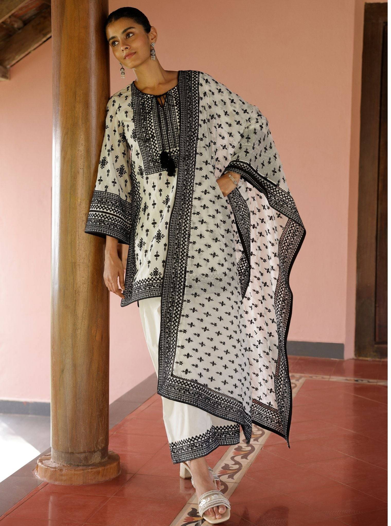 Sree Supima Cotton Off White Kurta Set