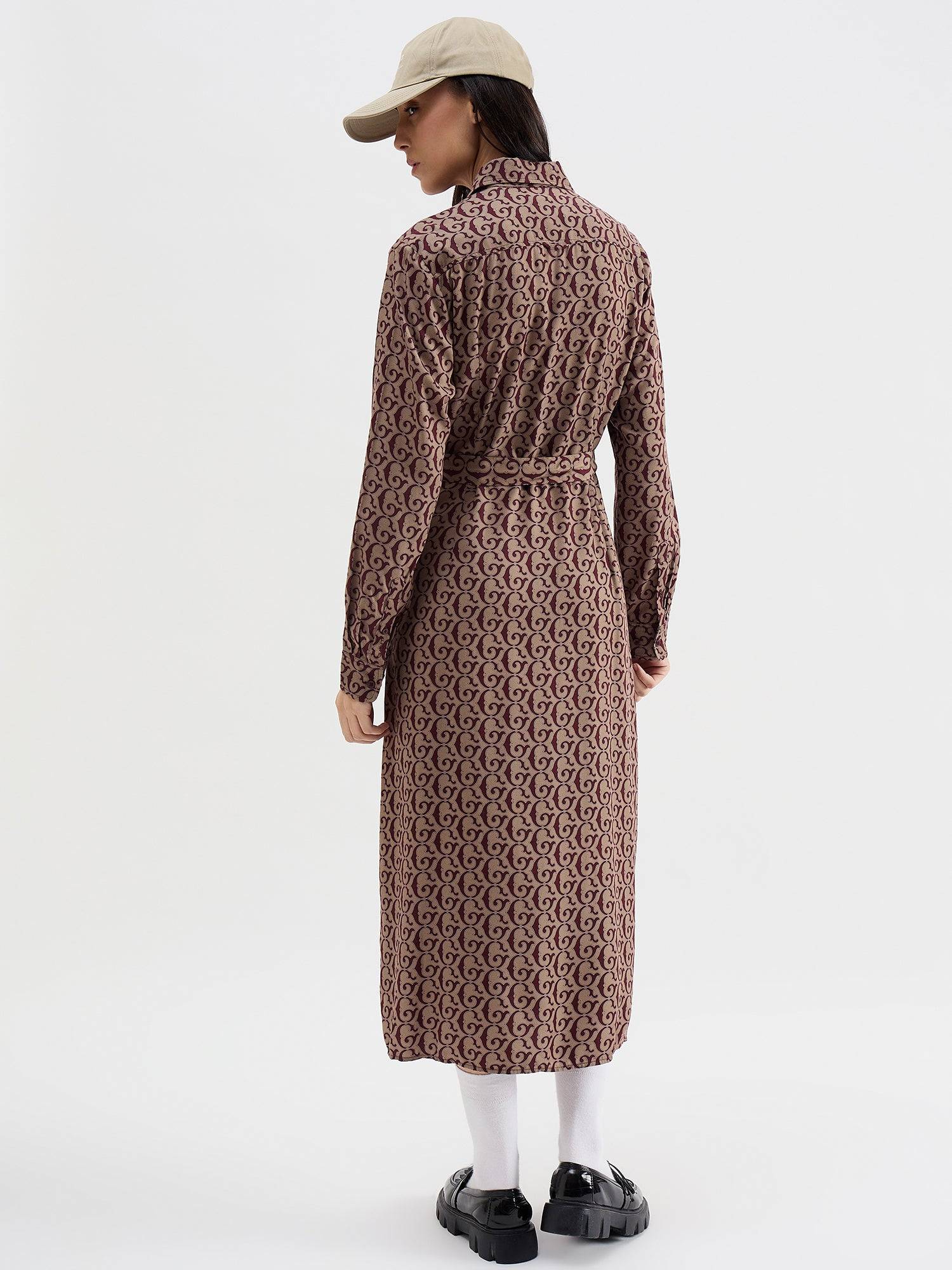 Gant Women Red Printed Collar Dress