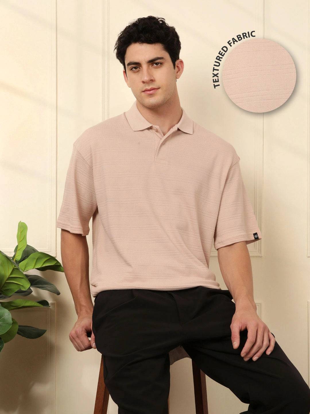 Bold Textured Oversized Polo T-Shirt