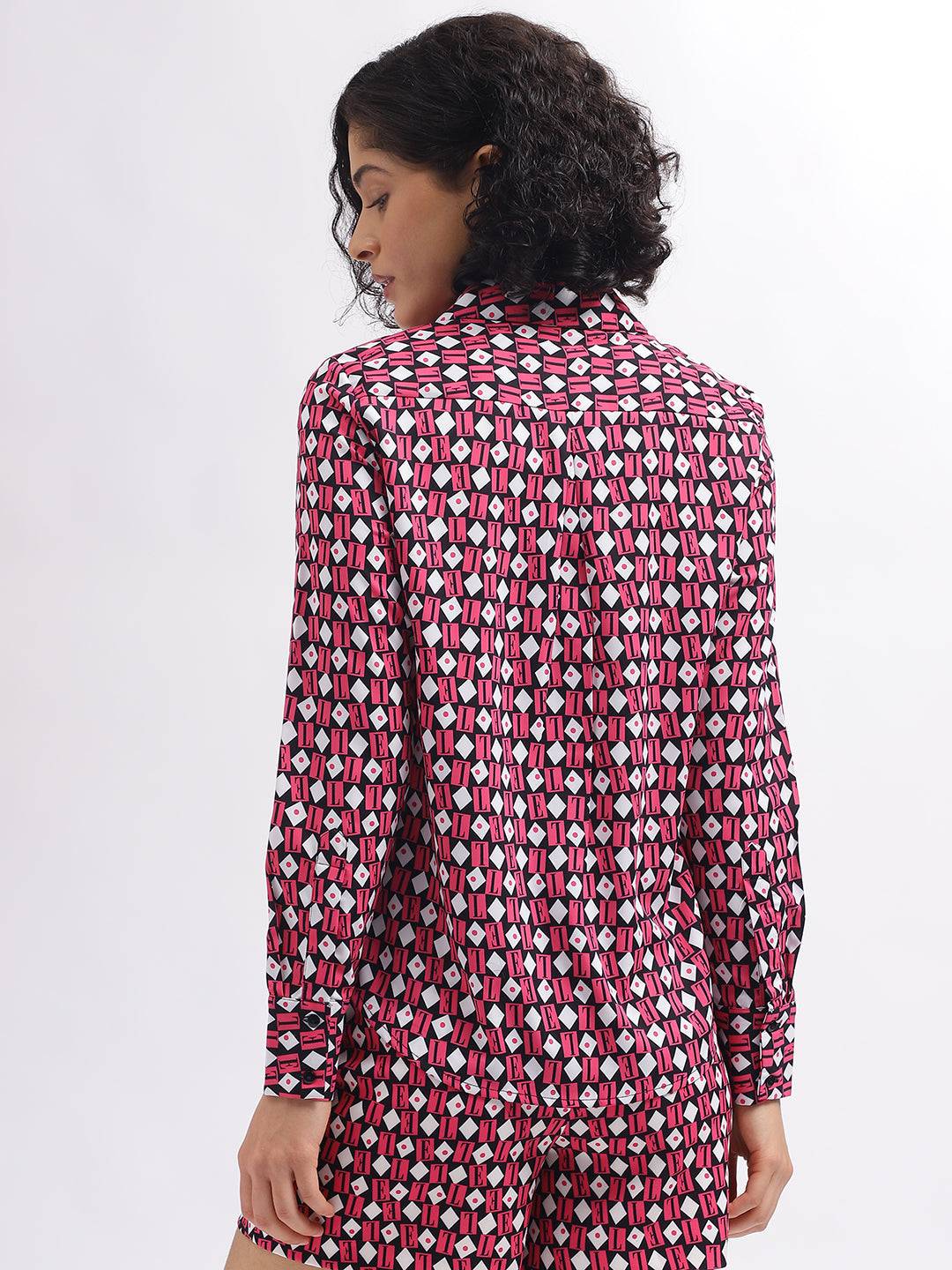 Elle Women Pink Collar Shirt