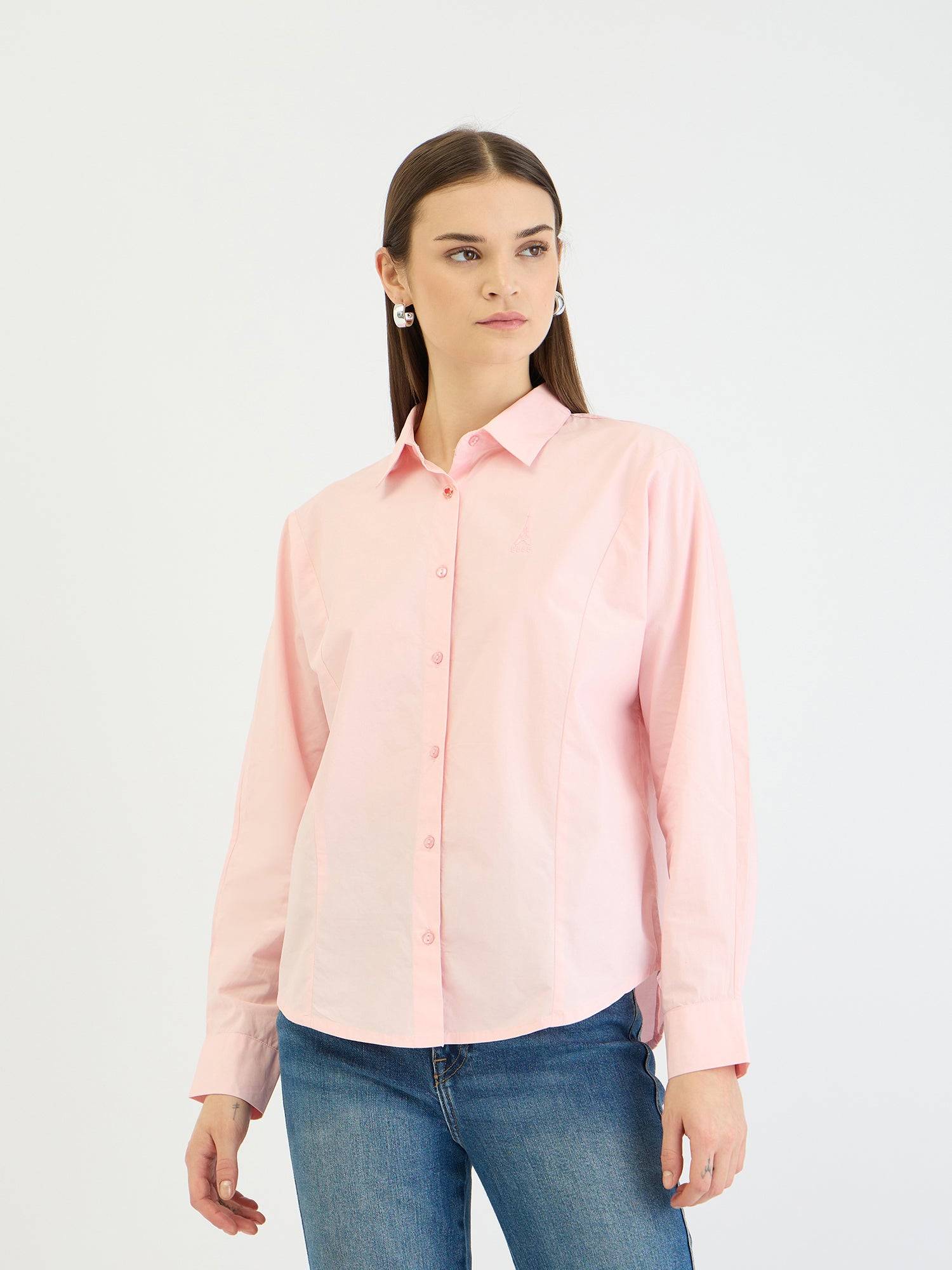 Elle Women Pink Solid Collar Shirt