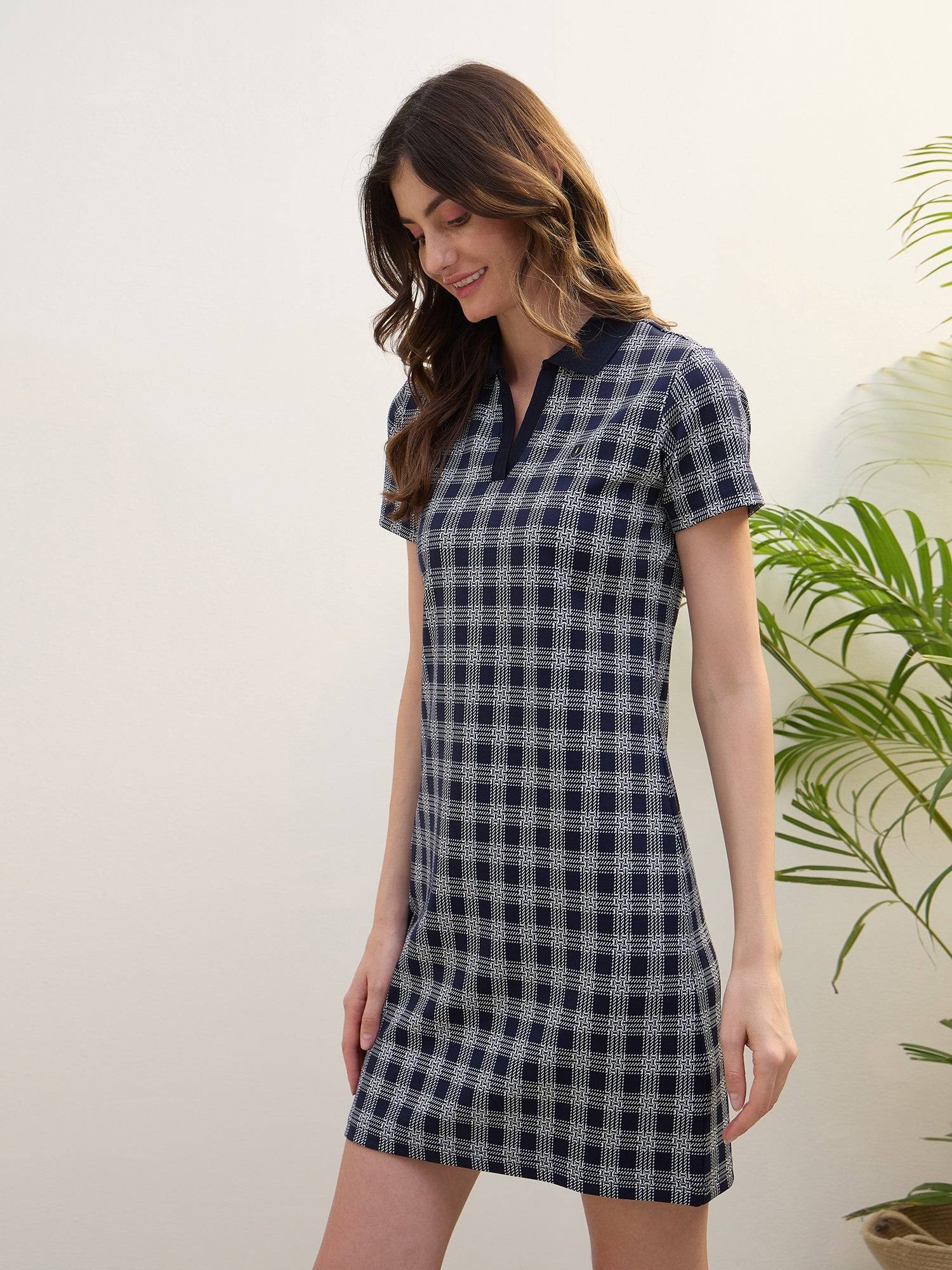 Iconic Women Blue Polo Dress