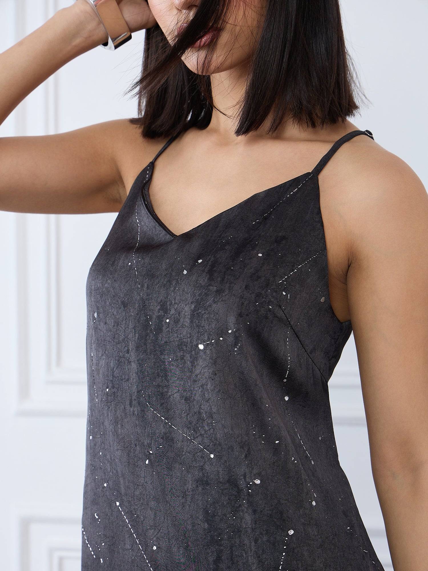 Iconic Women Black V Neck Dress