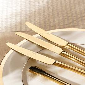Set of 4 Gold Stainless Steel Dessert Knives