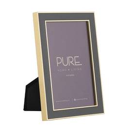 Grey and Gold Plated Enamel Metal Photo Frame - Small