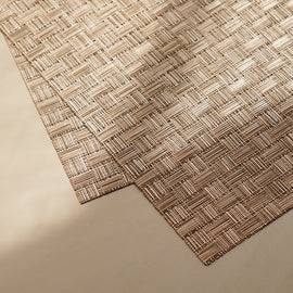Set of 2 Light Brown Woven PVC Placemats